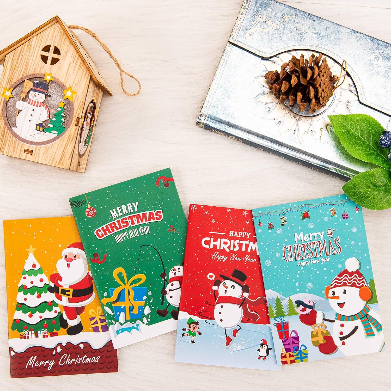 Whaline 12pcs Christmas mini Notebook mini memo pad Christmas Theme Small Notebook Pocket Notebook for Xmas Party Favor Supplies Goodie Bag Stuffer for 3.3 x 5in - Image 4