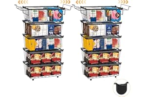 Mkway Chest Freezer Organizer Bins Stackable - 10 Pack Deep Freezer Baskets+ 6 Extension Brackets+ 40 Base Rubber Sleeve, Freezer Storage Bins with Handles for Frozen Food, for 7 Cu.FT Freezer