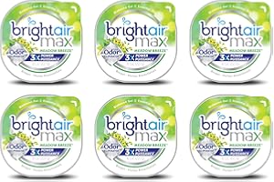 Bright Air Max Odor Eliminator Gel, For Medium-Size Spaces, Meadow Breeze Scent, 8 oz. Each, Case of 6, Advanced Odor Eliminator & Air Freshener, Natural Essential Oils, Lasts Up to 60 Days Each