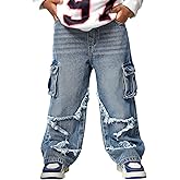 GAGELE Boy's Skinny Ripped Jeans Destroyed Distressed Stretch Slim Fit Denim Pants