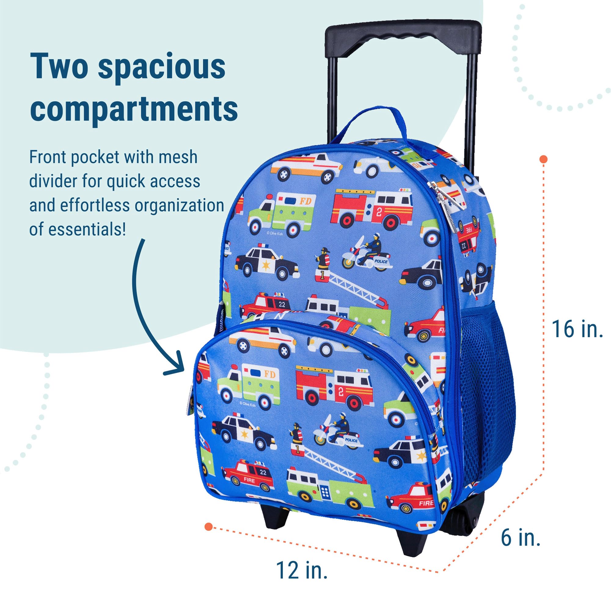 Wildkin Kids Rolling Luggage – Carry-On Size for School & Overnight Travel