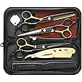 Wenshall Professional Black Gold Hair Scissors 6.89" Teeth Scissors Japanese Stainless Steel Multifunctional Salon Thinning Scissors Straight Shears Tools for Men Women Home Salon Barber