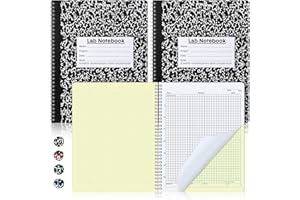Affrolling 2 Pack Carbonless Lab Notebook Carbon Copy 8.5'' X 11'' Laboratory Engineering Chemistry Computation Notebook Science Grid Contains 50 Sets of Pages 100 Pages Total Coil Binding(Black)