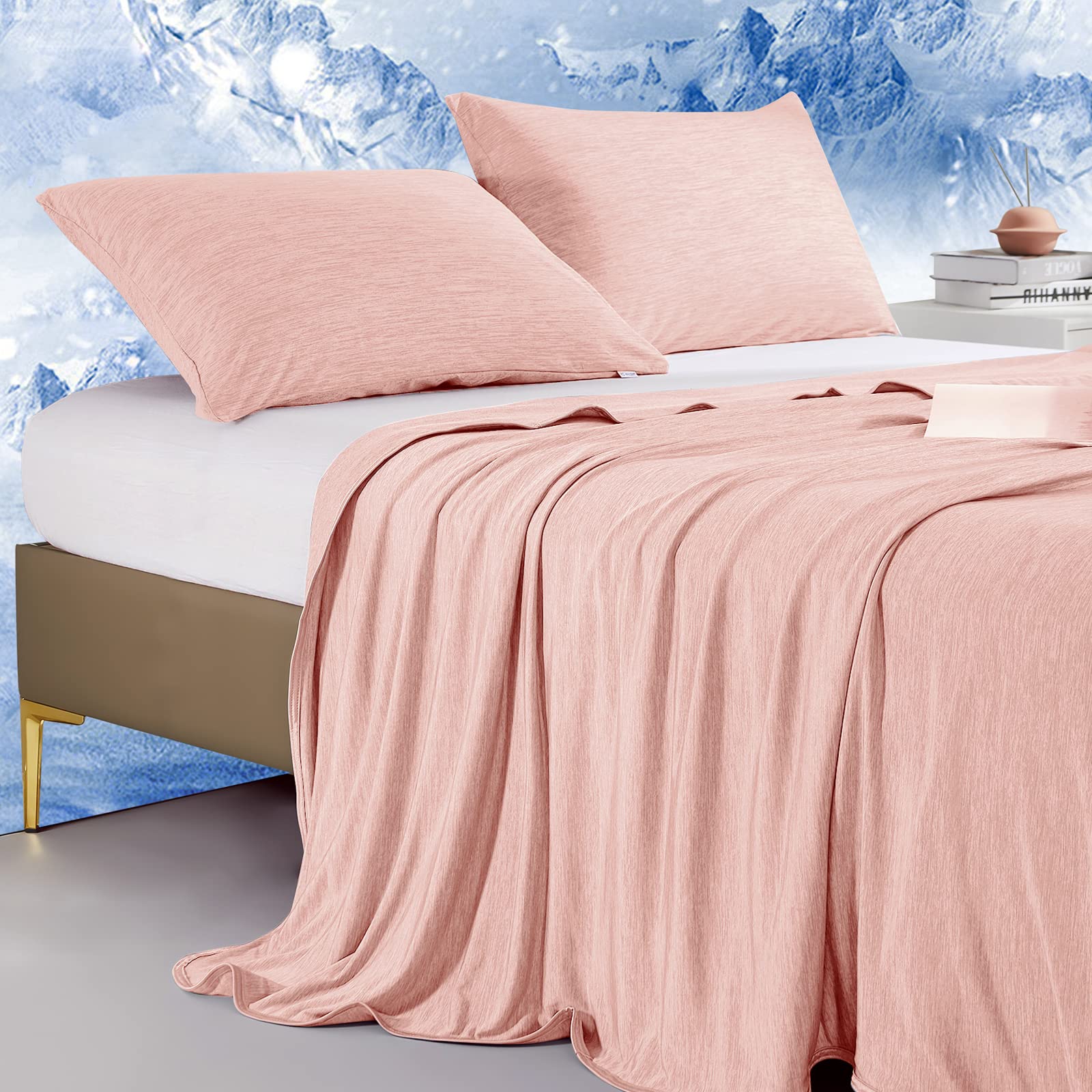 Marchpower Cooling Blanket, Arc-chill 3.0 Cooling Fiber Summer Blankets, Q-Max>0.5 Double-sided Lightweight Cool Blanket for Night Sweats Adult Kids Hot Sleeper, Breathable & Comfort, 150x200cm, Pink