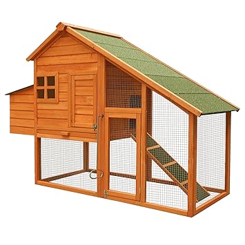 Wiltec Poulailler Avec Espaces Extérieurs Et Nichoir En Bois De Sapin 1710x660x1200mm Grill Galvanisé