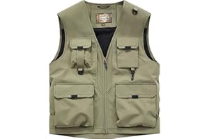 Caweadw Men's Softshell Fishing Vest Outdoor Lightweight Waistcoat Waterproof Utility Cargo Sleeveless Jacket