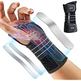 Rakiie Carpal Tunnel Wrist Brace Ergonomic Night Splint, Gray | Breathable Fabric, 3 Metal Stabilizer, Ideal For Work, Arthritis, Tendonitis Relief, Fits Men Women, Left Hand Small
