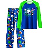 PASHOP Boys Pajamas Cozy Soft Long Sleeves Top and Pants 2 Piece Cool Pjs Pajamas Set Big Boys Sleepwear Size 8-14