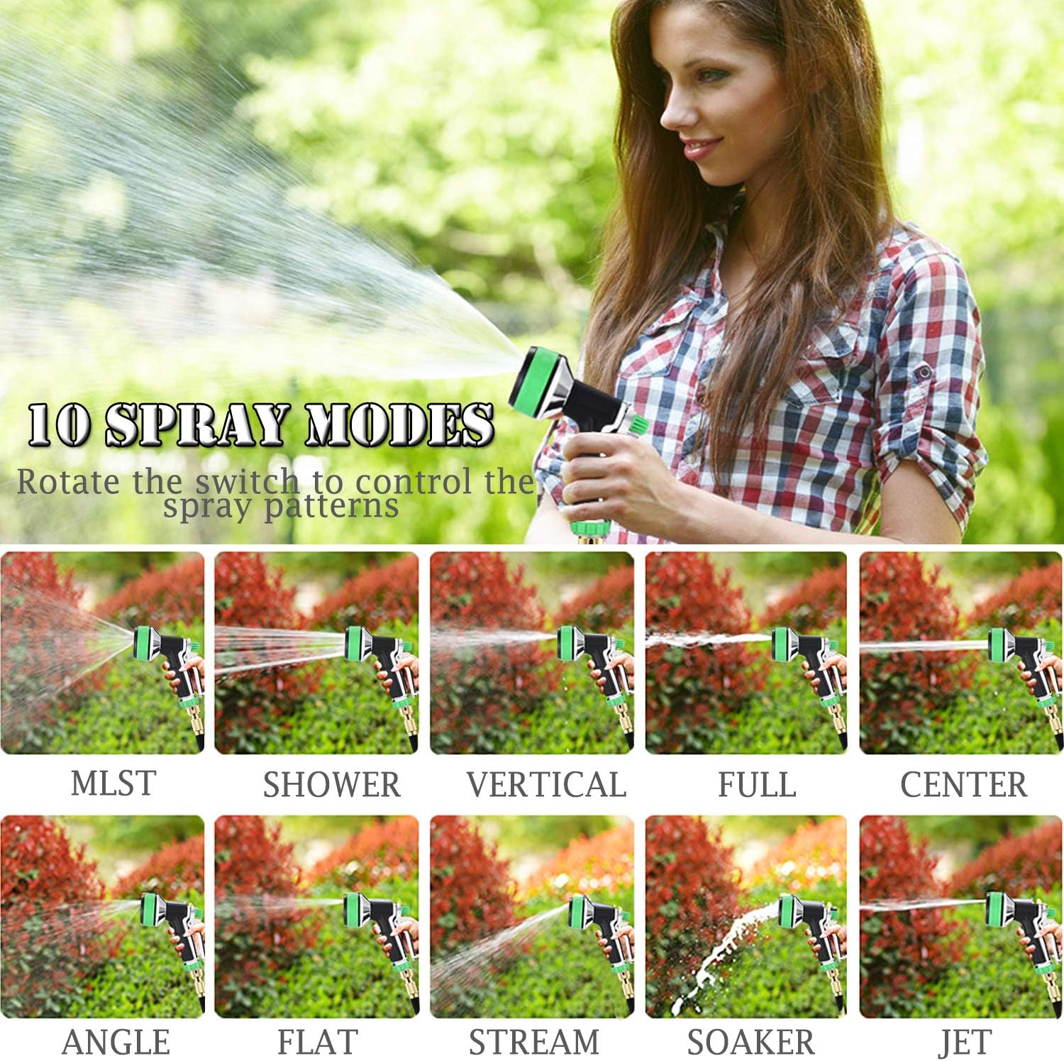 Garden Hose Nozzle｜ Aluminum Alloy 10 Sprayers Patterns Water Hose Spray Nozzle｜Suitable For Watering Equipment, Cleaning, Car washing And Showering Pets: Home Improvement