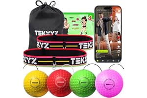 TEKXYZ® Reflex Ball Family Pack with Counter App | Online Community for Boxing Ball, Ideal for Coordination, Punching, Stress Relief, Home Workouts & Fitness | Stocking Stuffer Gift for All Ages