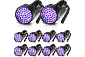 ESCO LITE Escolite Blacklight UV Flashlight, 51 LED Black Light Pet Urine Detector for Dog Cat Urine, Blue Light for Scorpions Pack of 10
