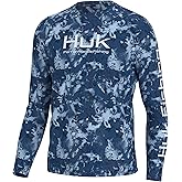 HUK Mens Pursuit Crew Long Sleeve Shirt, Sun Protecting Fishing Shirt