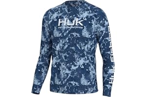 HUK Mens Pursuit Vented Long Sleeve Shirt, +30 UPF Fishing Shirt