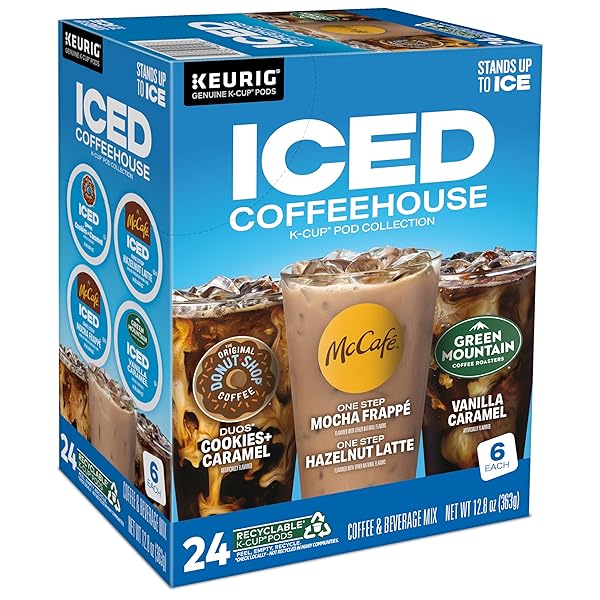 THE ORIGINAL DONUT SHOP® K-CUP ICED DUOS COOKIES AND CARAMEL COFFEE – COMPATIBLE WITH KEURIG BREWER – MEDIUM – 24 / BOX