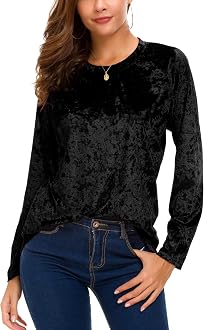 Women's Vintage Velvet T-Shirt Casual 