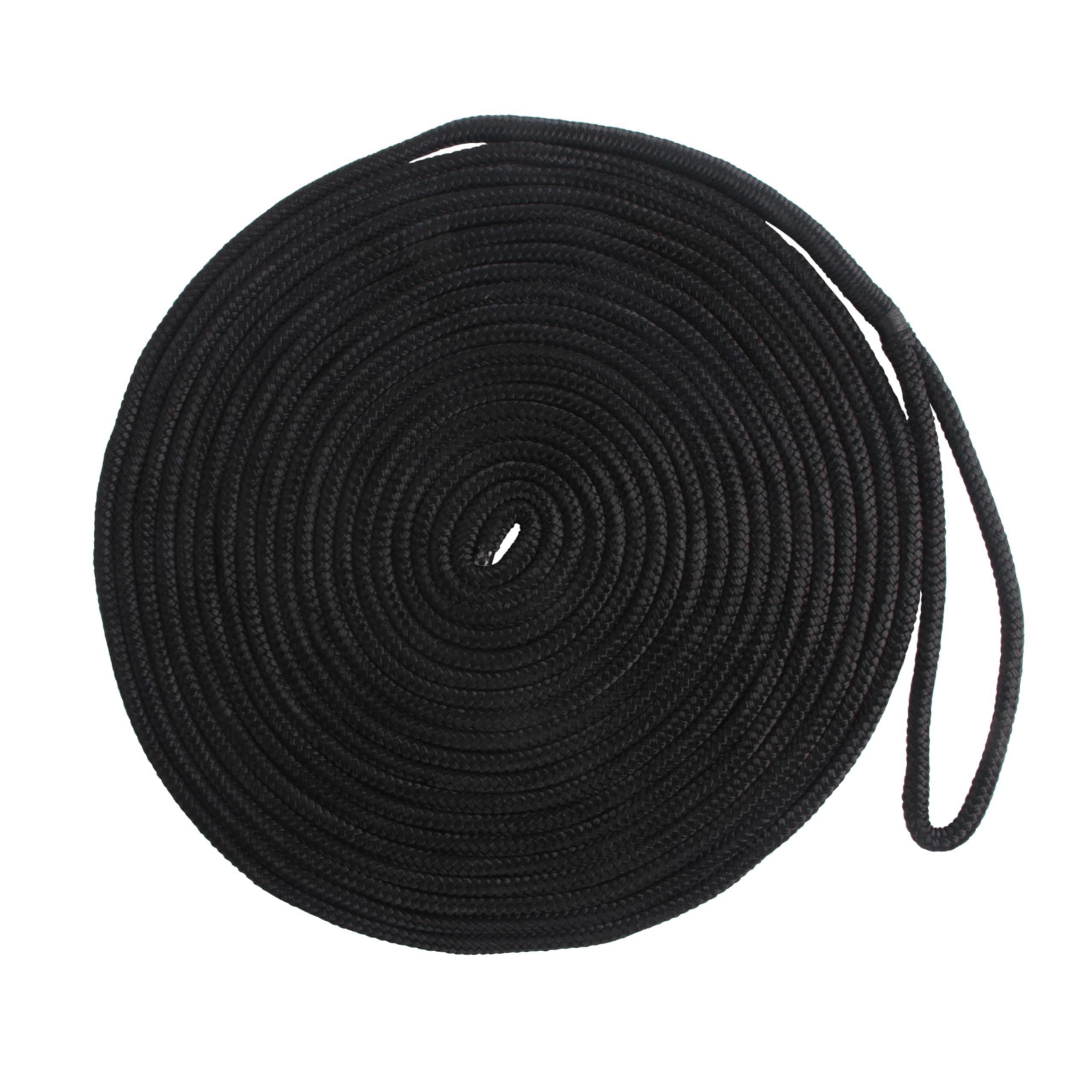Dock Lines Double Braided Mooring Marine Rope Black 50FT Docking Lines Shock Absorbing for Boat Yacht Canoe (1/2IN-50FT)
