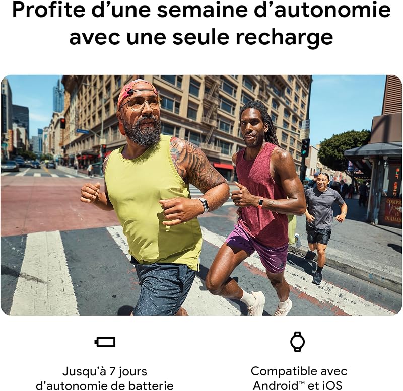 Google Charge 6 Bracelet d'activité avec Un abonnement de 3 Mois à Google Health Premium Inclus, 7 Jours d'autonomie de Batterie, Corail/Aluminium Champagne Doré