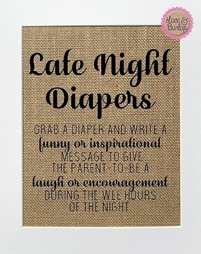 Amazon Com 8x10 Unframed Late Night Diapers Burlap Print Sign Baby