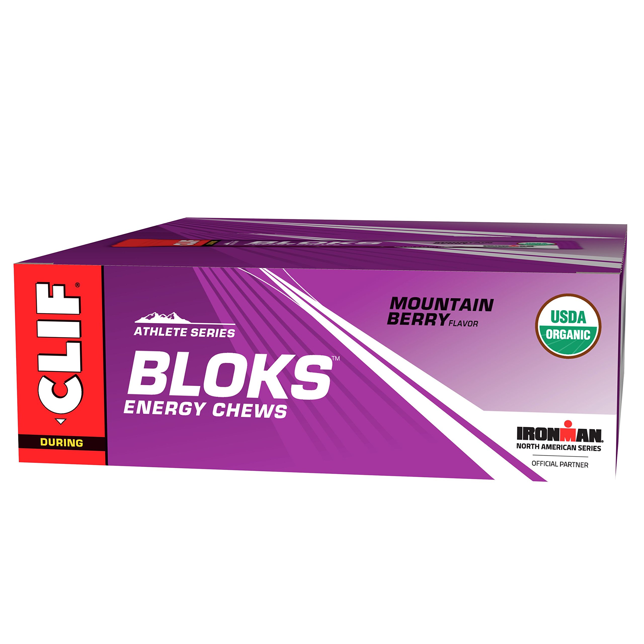 CLIF BLOKS - Energy Chews - Mountain Berry - No Caffeine (2.1 Ounce Packet, 18 Count)