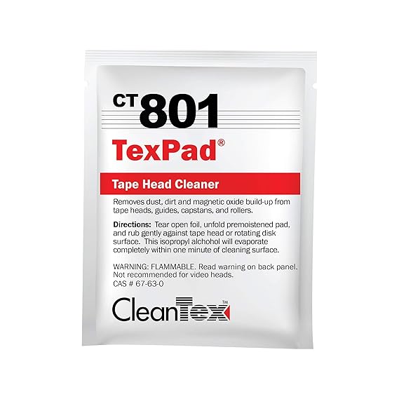 CleanTex Texpad Tape Head Cleaner Pads, Box of 80 Pads (CT801) by
