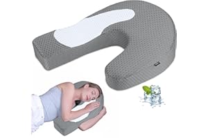 HOMCA Upgraded Body Pillow for Side Sleeper, U-Shaped Ergonomic Memory Foam Contoured Pillow for Neck and Shoulder Pain with Cooling Breathable Hypoallergenic Pillowcase (Grey)