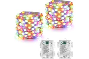 Joomer Battery String Lights, 2-Pack 16.4FT 50LED Christmas String Lights 8 Modes Timer Function, Waterproof Twinkle String L