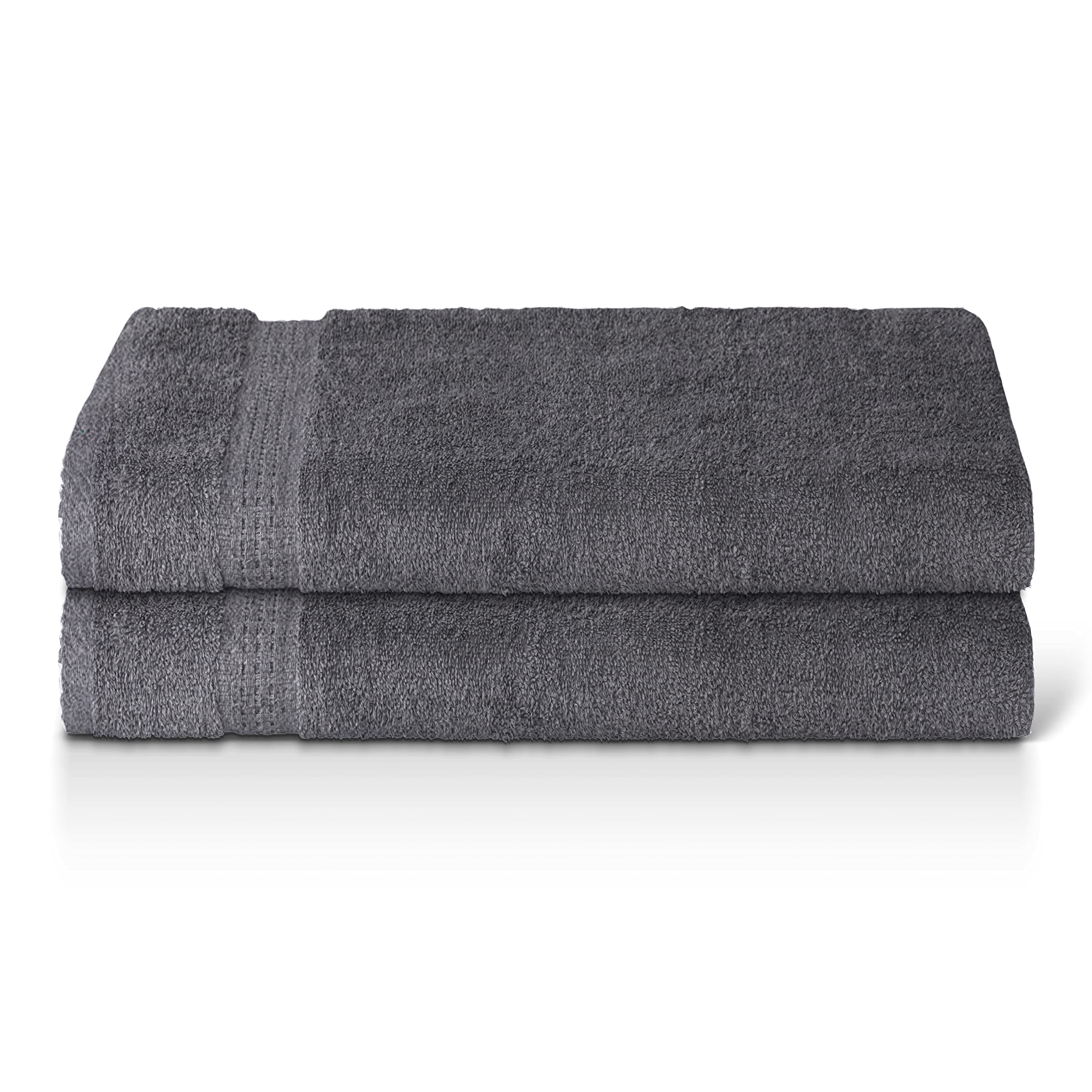 Panzy 100% COTTON 500 GSM ABSORBENT TOWEL SET, QUALITY RINGSPUN 70X140 CM BATH TOWELS & 50X100 HAND TOWEL (2 Hand Towels, Charcoal)