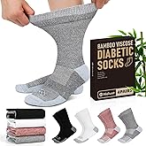 NOLUNT Diabetic Socks for Men,4 Pairs Crew Diabetic Neuropathy Socks for Men Size 9-11/10-13/13-15.