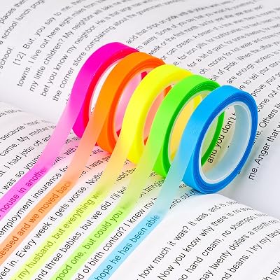 Hoiny Highlighter Tape 10 Rolls 6mm x 5m Transparent Sticky Tabs Colorful