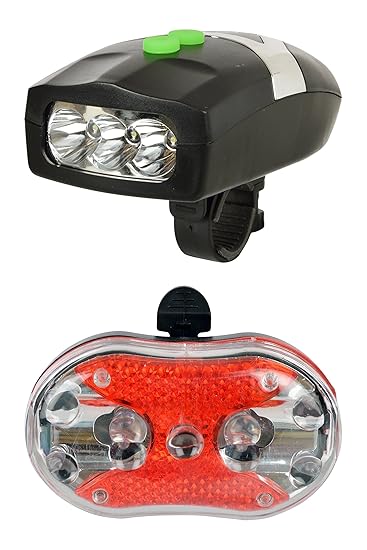 Dark Horse 001 LED Headlight with Horn and Rear Light Bicycle Combo, Adult-Multicolored