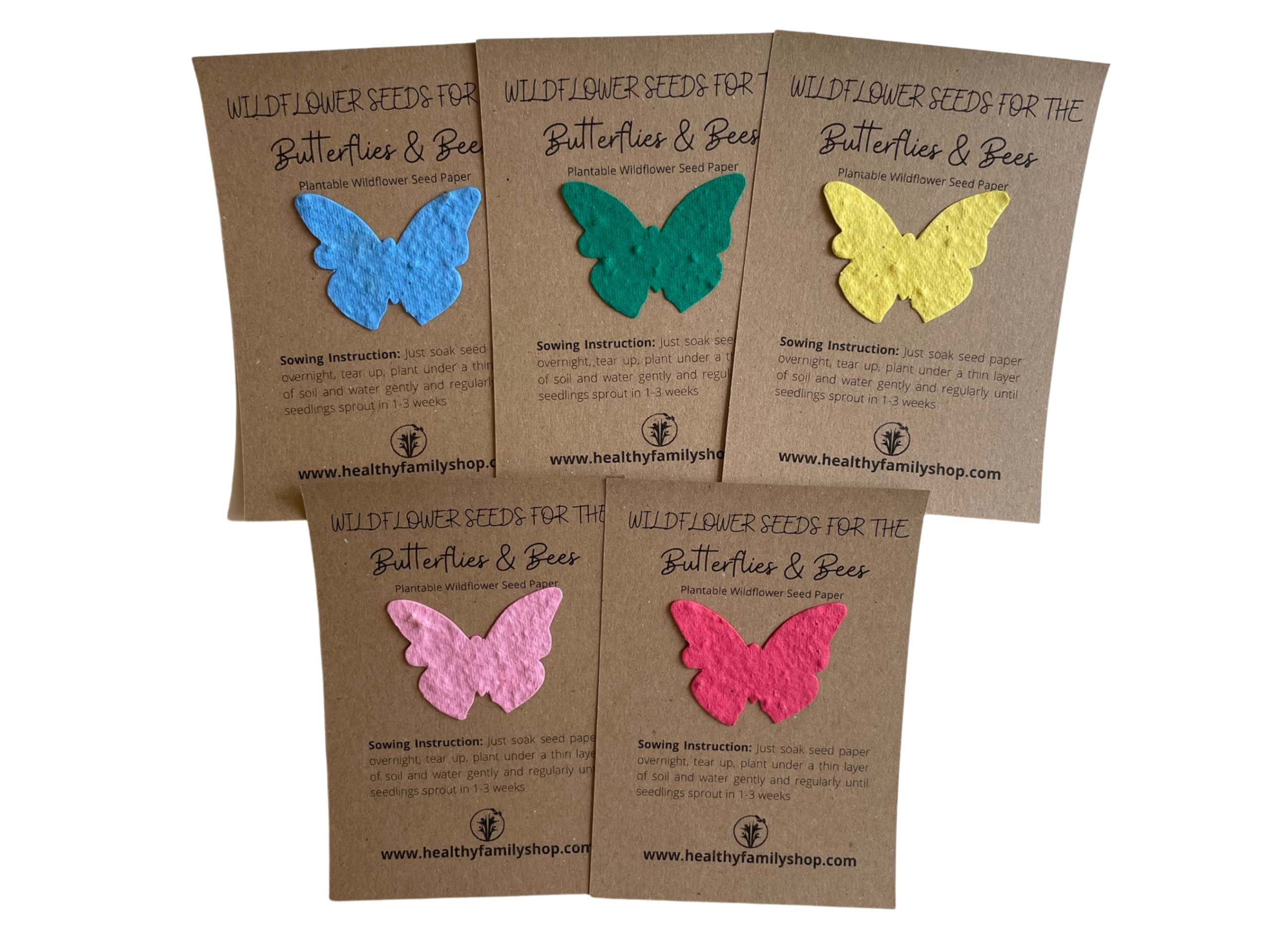 Healthy Family Eco- Friendly Party Bag Fillers. Plastic Free- Party Favours. Seeded Paper Shapes. Plantable seed paper Wildflowers. Craft Paper with Wildflower Seed Mix (Butterflies)