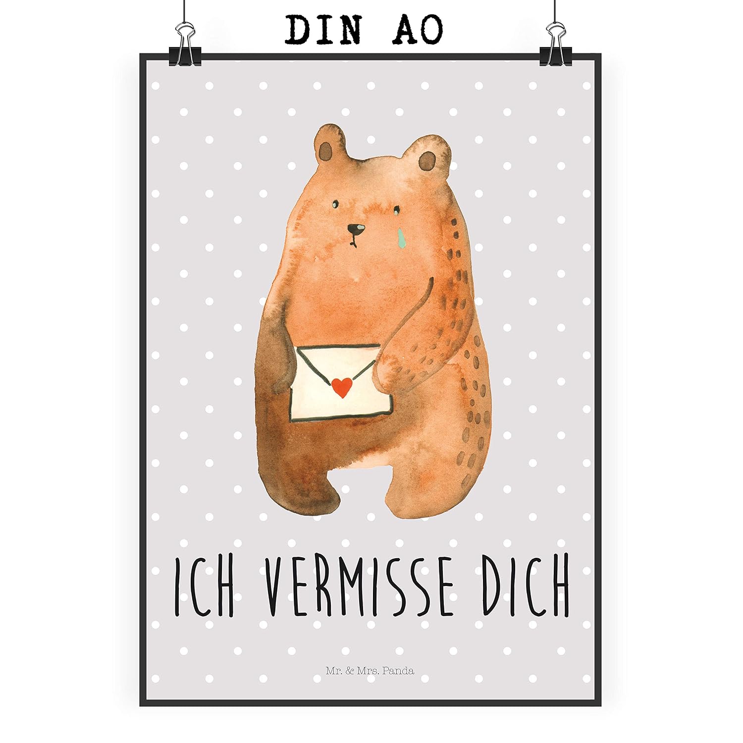 Mr Mrs Panda Wandposter Bild Poster Din A0 Bär Ich Vermisse Dich Mit Spruch Farbe Weiß