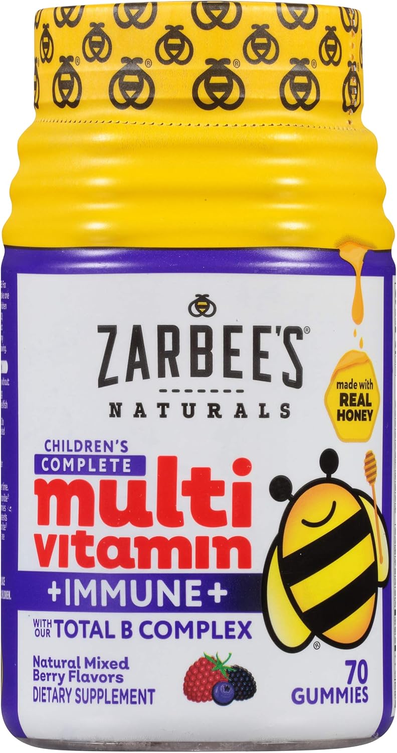 Zarbee's Naturals Children's Complete Multivitamin + Immune* Gummies, Mixed Berry Flavors, 70 Gummies: Health & Personal Care