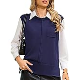 Totatuit Women's Crew Neck Sleeveless Sweater Vest with Pockets 2025 Trendy Ribbed Knit Casual Pullover Tank Tops S-XXL