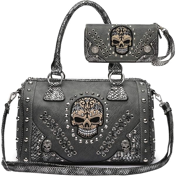 Amazon.com: Cowgirl Trendy Sugar Skull Punk Art Rivet Stud  display picture 2
