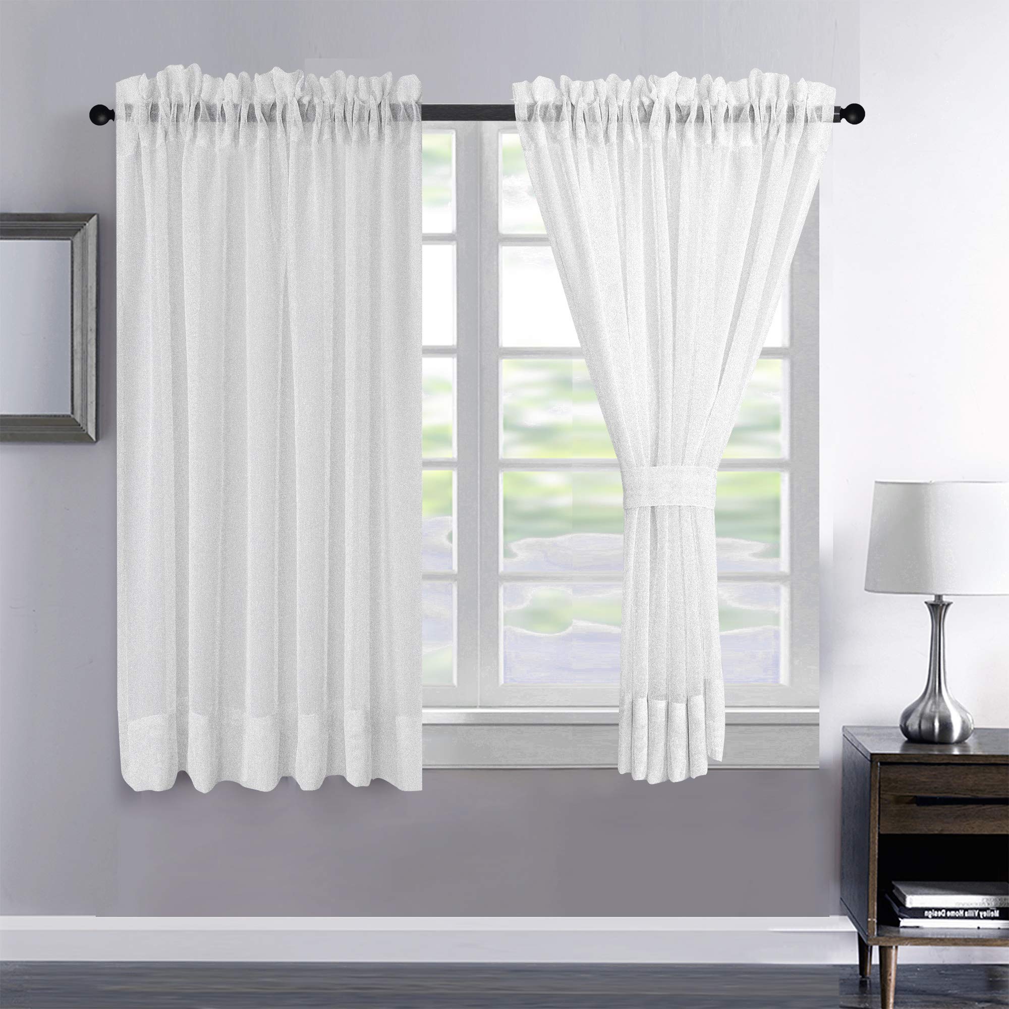 Megachest a Pair of lucy linen-like voile sheer curtains (linen-net off white, 56" wideX90 drop2 Panels)