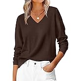 ANRABESS Womens Long Sleeve V Neck Sweaters 2025 Fall Casual Classic Soft Loose Fit Basic Pullover Jumper Top