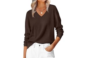 ANRABESS Womens Long Sleeve V Neck Sweaters 2025 Fall Casual Classic Soft Loose Fit Basic Pullover Jumper Top