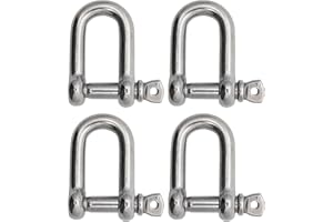 Extreme Max 3006.8237.4 BoatTector Stainless Steel D Shackle - 1/4", 4-Pack
