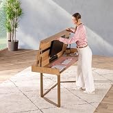 Transformer Table to Desk, Natural | Simple Modern, Home Office Desk with Storage, Folding Desk into Dining Table, Multiuse Dining Table and Gaming Desk