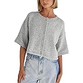 Springrain Cardigan Sweaters for Women Lightweight Knit Cropped Cardigan Button Up Solid Knitwear