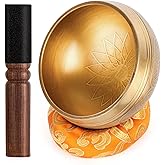 Relaehih Tibetan Singing Bowls, Meditation Chakra Sound Bowl Set | 4 Inch Authentic Nepal Singing Bowl, 100% Handmade Sound Bowl, Yoga Accessories, Stress Relief Tool &amp; Unique Gifts for Women