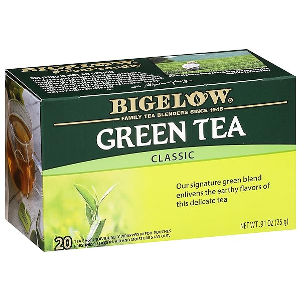 BIGELOW TEA CLASSIC GREEN TEA, CAFFEINATED TEA, 20 TOTAL TEA BAGS (PACK OF 1)