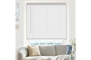 UNISHADES 100% Privacy L-Shaped Blades Mini Blinds for Indoor Windows 1" Vinyl Cordless Window Blinds for Home, 38" W × 48" H - White