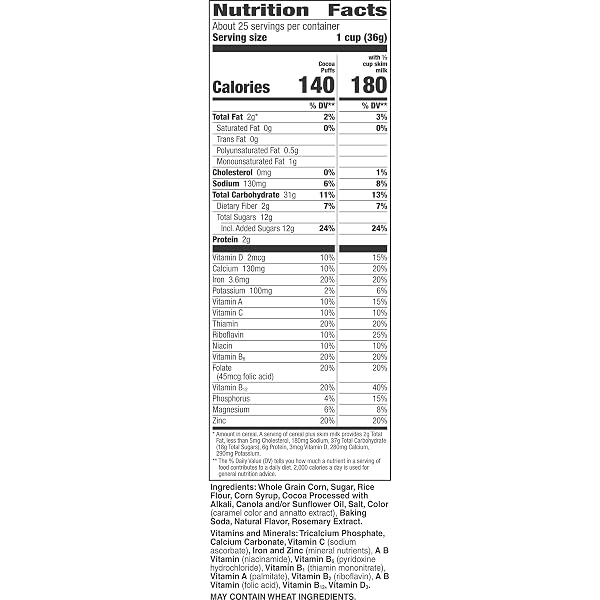 COCOA PUFFS, CHOCOLATEY BREAKFAST CEREAL, MADE WITH WHOLE GRAIN, 32 OZ RESEALABLE BAG