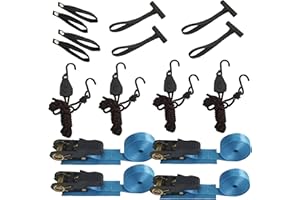YIMA ACCESSORIES Canoe Ratchet Tie Strap -4 PK -12 FT -1000 LB Breaking Strength - Used for Moving Canoes, skis, Canoes, and paddleboards