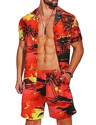 COOFANDY Men's 2 Piece Outfits Hawaiian Casual