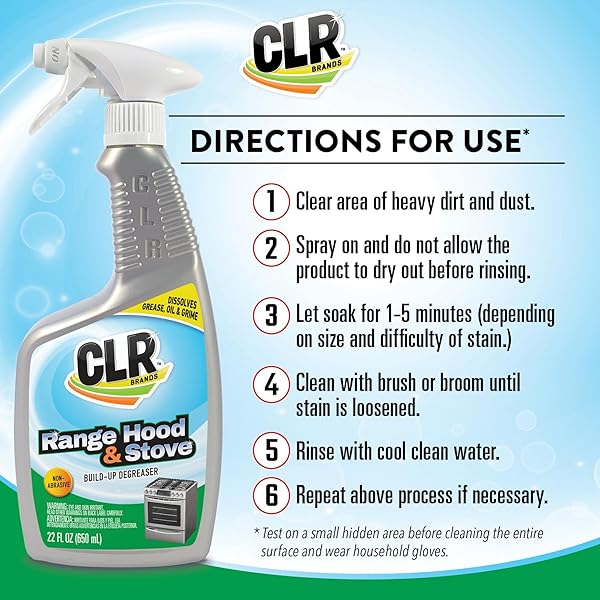 CLR BRANDS RANGE HOOD & STOVE BUILD UP DEGREASER, 22 FL. OZ., FAST ACTING, NON ABRASIVE CLEANER, WORKS ON GLASS STOVE TOPS, OVEN RACKS, BBQ GRILLS AND MORE