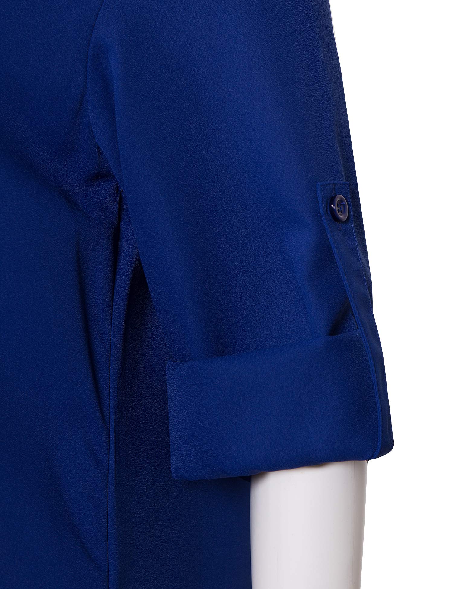 Diphi LiLi Women\'s Casual Chiffon V Neck 3/4 Roll-up Sleeve Blouses Shirts Tops