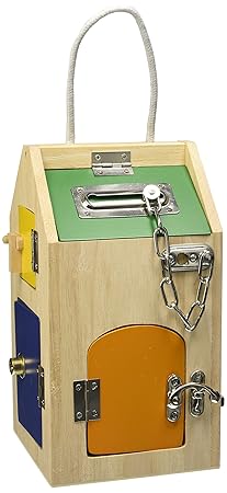 small foot 4432 Schlosshaus aus Holz, mit Schlössern, Riegeln, Hebeln, Scharnieren und Sicherheitskette, ab 3 Jahre